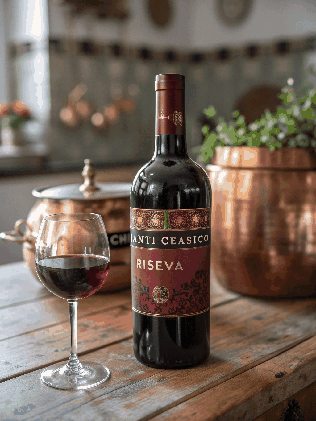 Bottle of Chianti Riserva wine