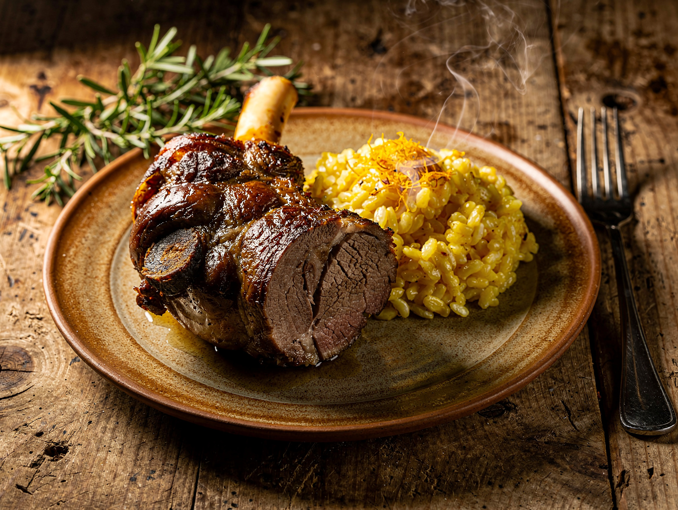 Braised veal shank with risotto