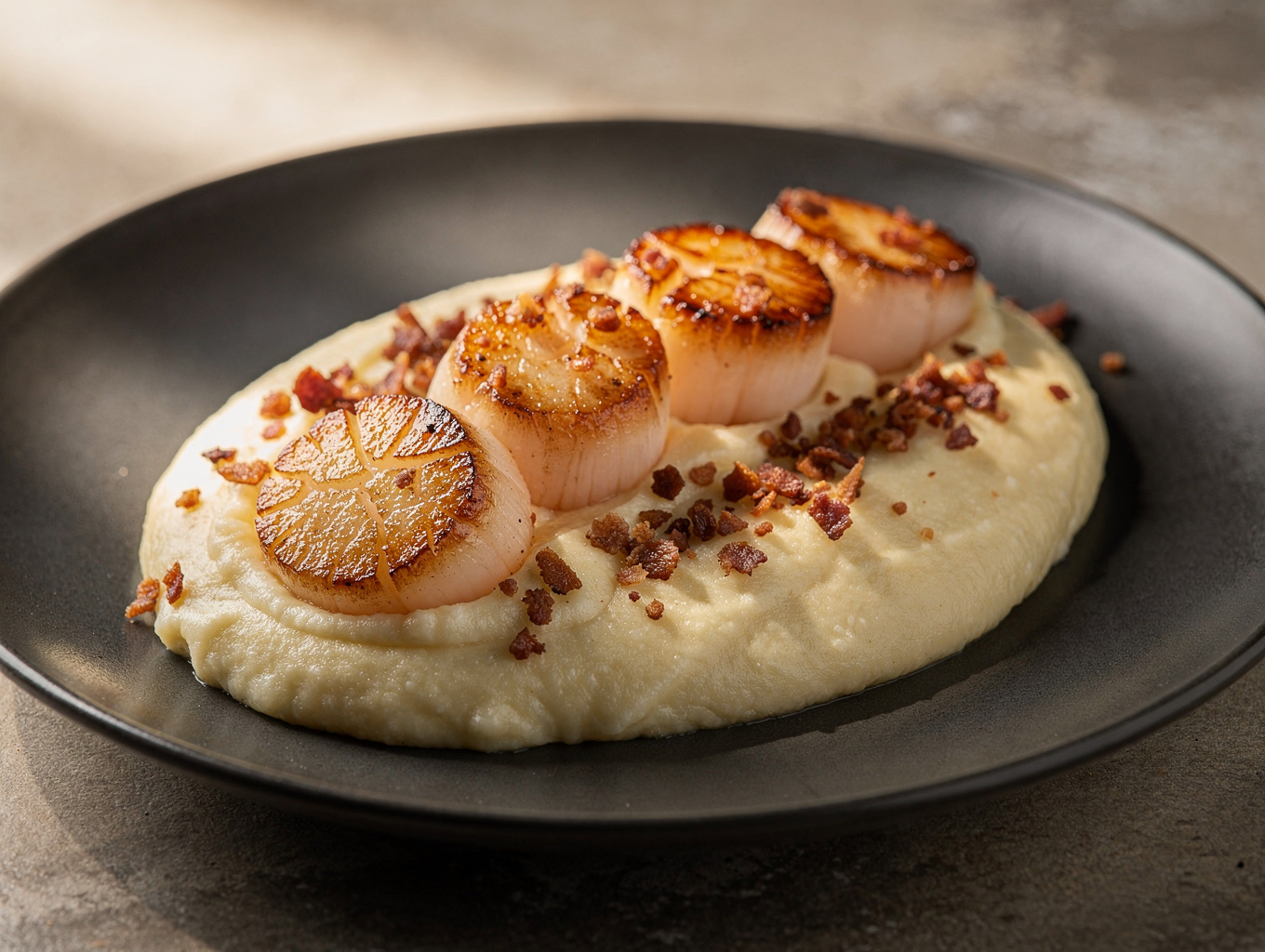 Pan-seared Hokkaido sea scallops with saffron puree